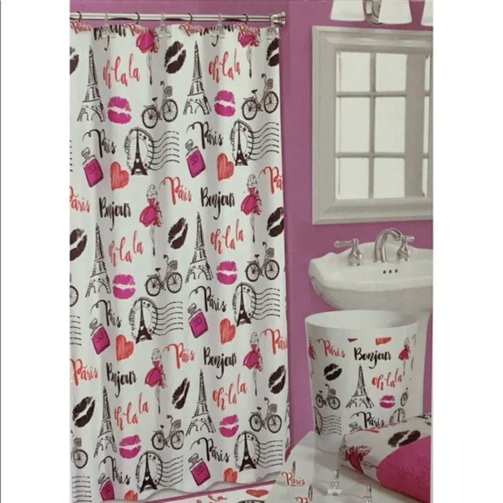 Paris Kiss Eiffel Tower Material Shower Curtain 72 In X 72 In